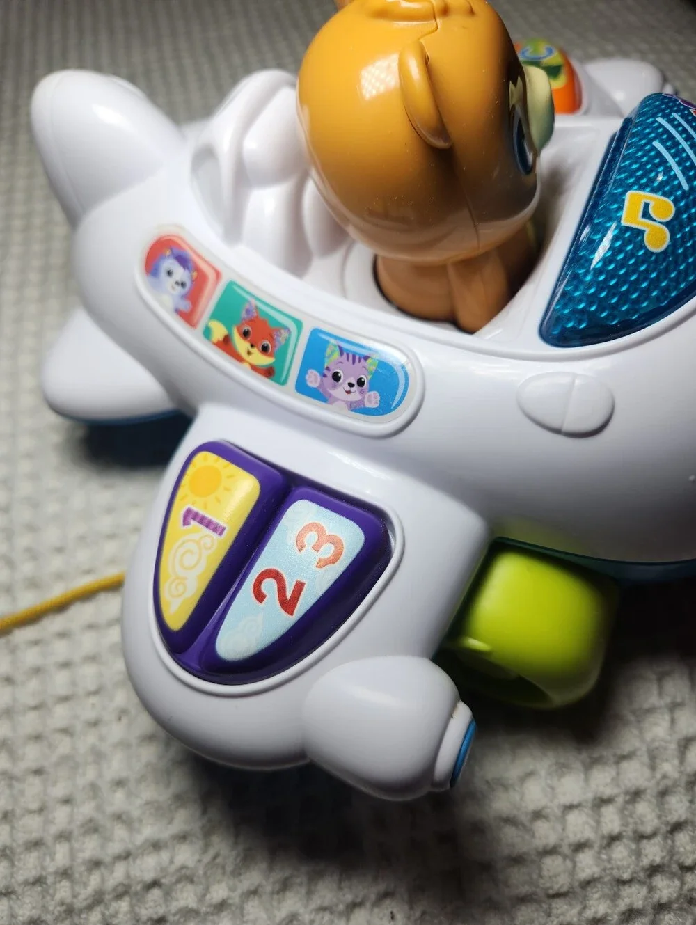 Educational Pull-Along Airplane Toy with Yellow Bear
